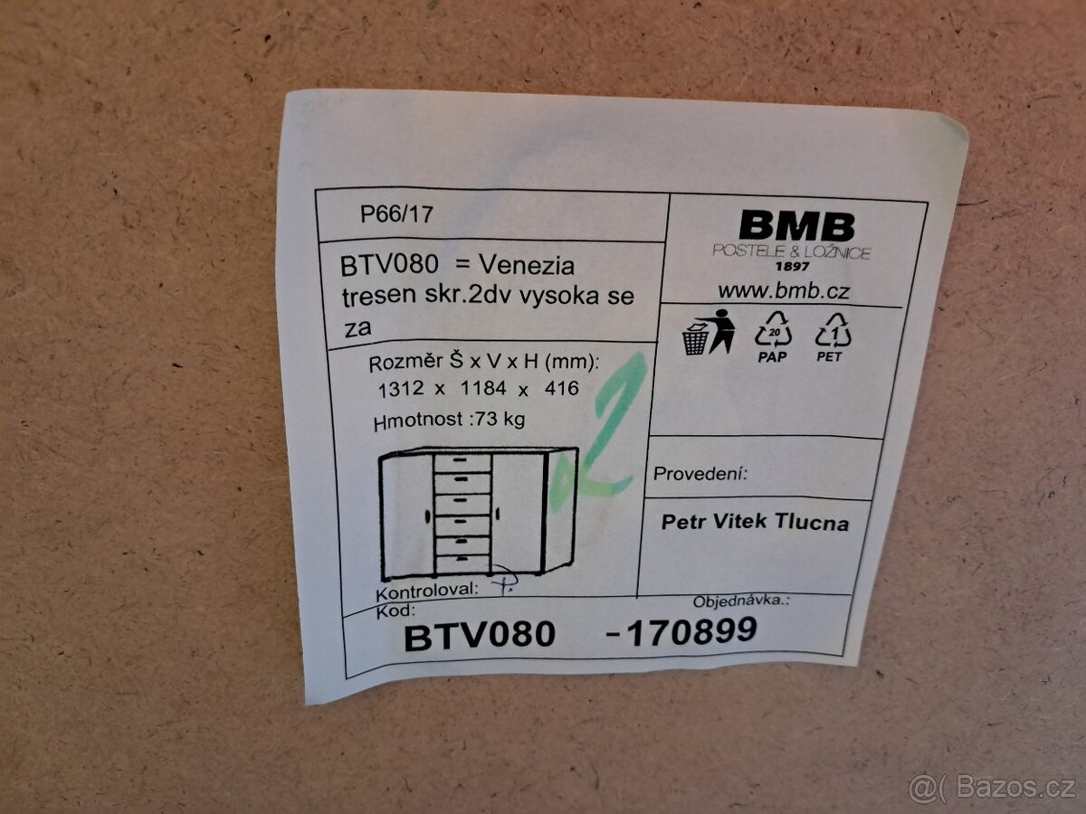 KOMODA Venezia třešeň skříň 2dv.vysoká - 8