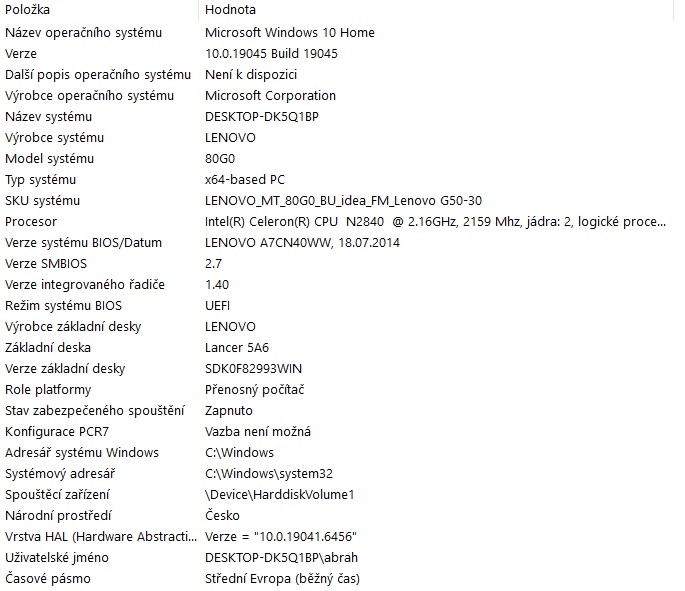 Prodám notebook Lenovo G50 - 30 - 8