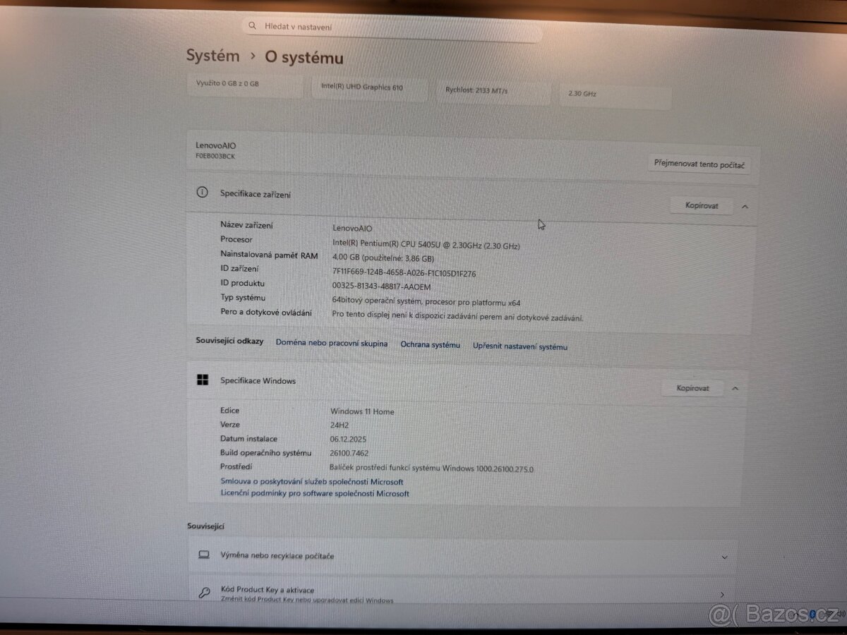 Počítač Lenovo All In One - A340 - Intel Pentium - 8