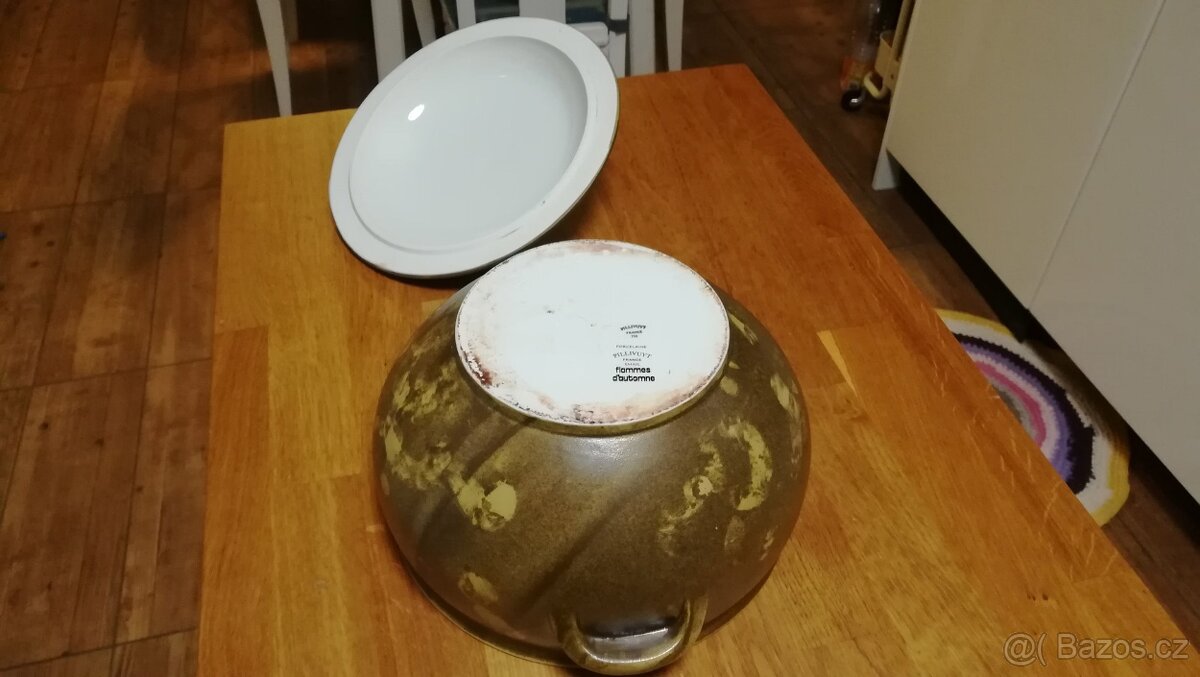 PILLIVUYT FRANCE - VELKÝ PORCELÁNOVÝ HRNEC FLAMMES - 8