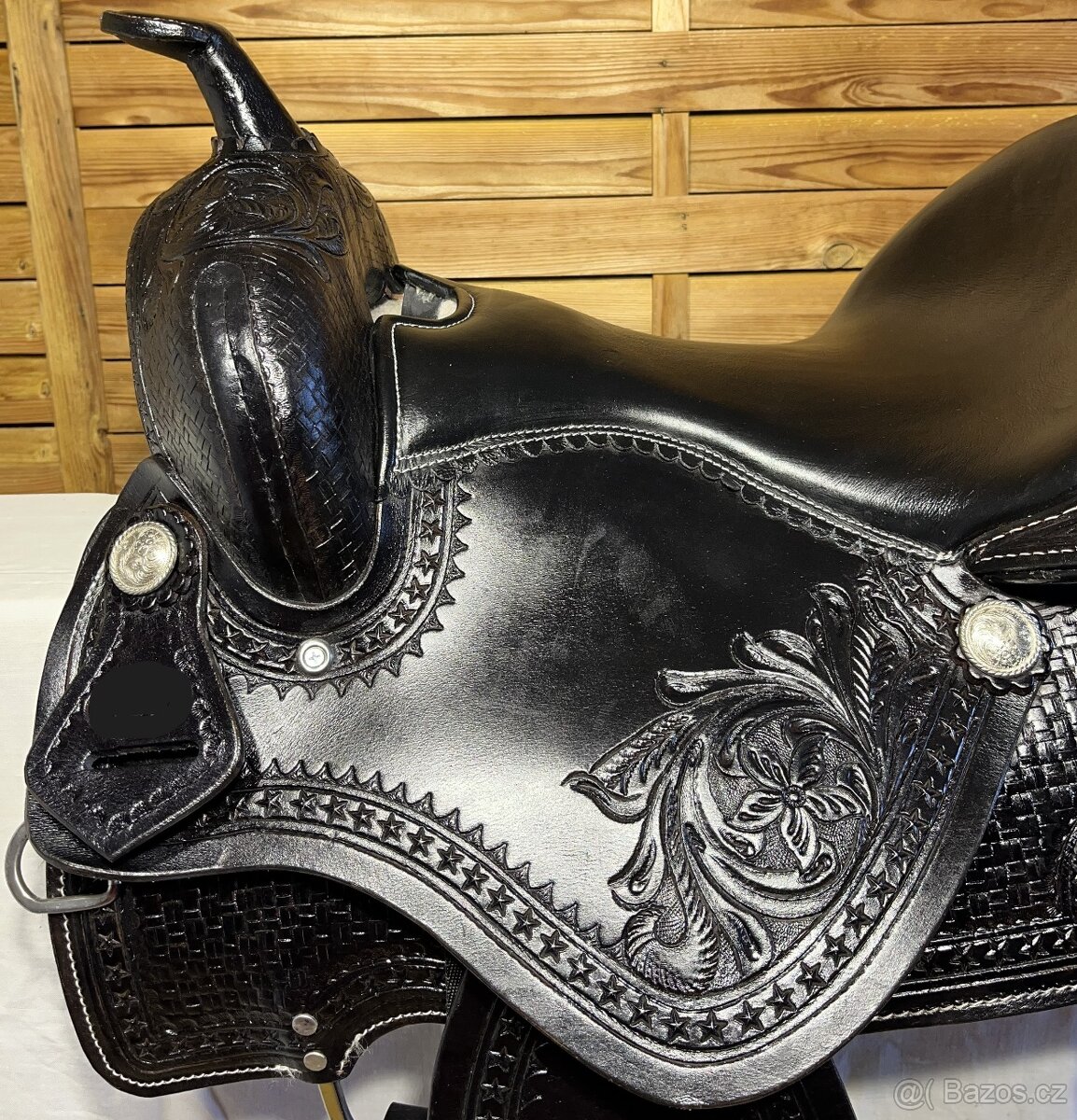 Westernový sedlový komplet 20) černé Basket s úzkou bordurou - 8