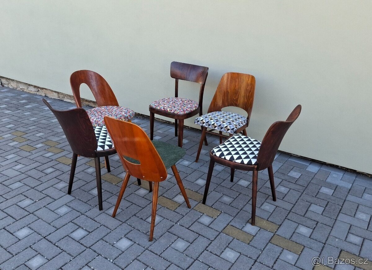 Mix čalouněných retro židlí 6ks - 8