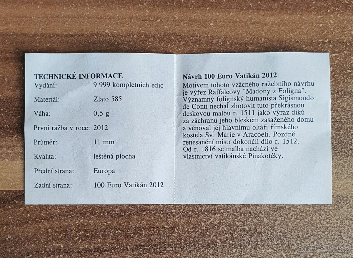 (sleva) mince "100 Euro návrh Vatikán 2012" - 8