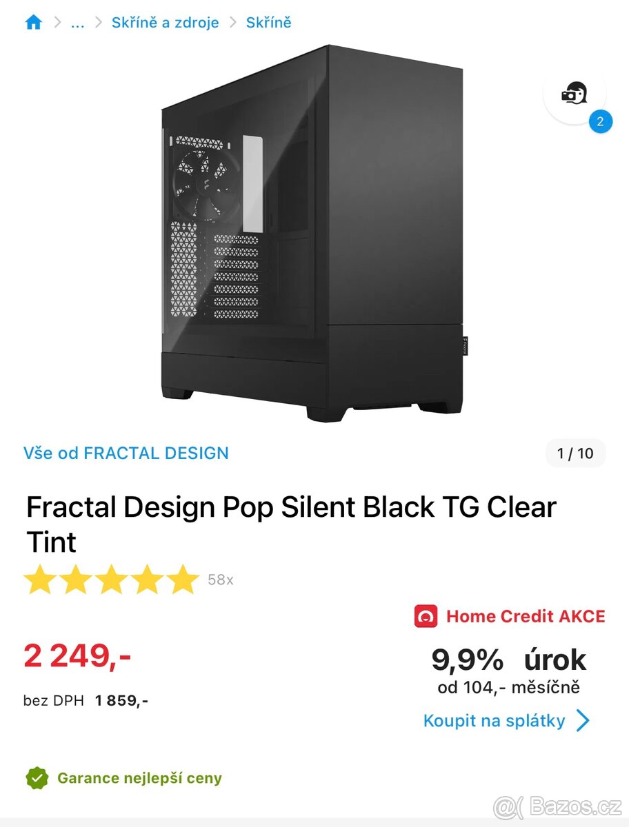 Fractal Design Pop Silent Black TG Clear Tint - 8