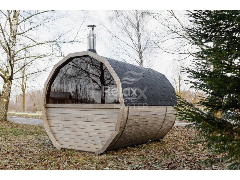 Finská sudová sauna 3 m s terasou - 8