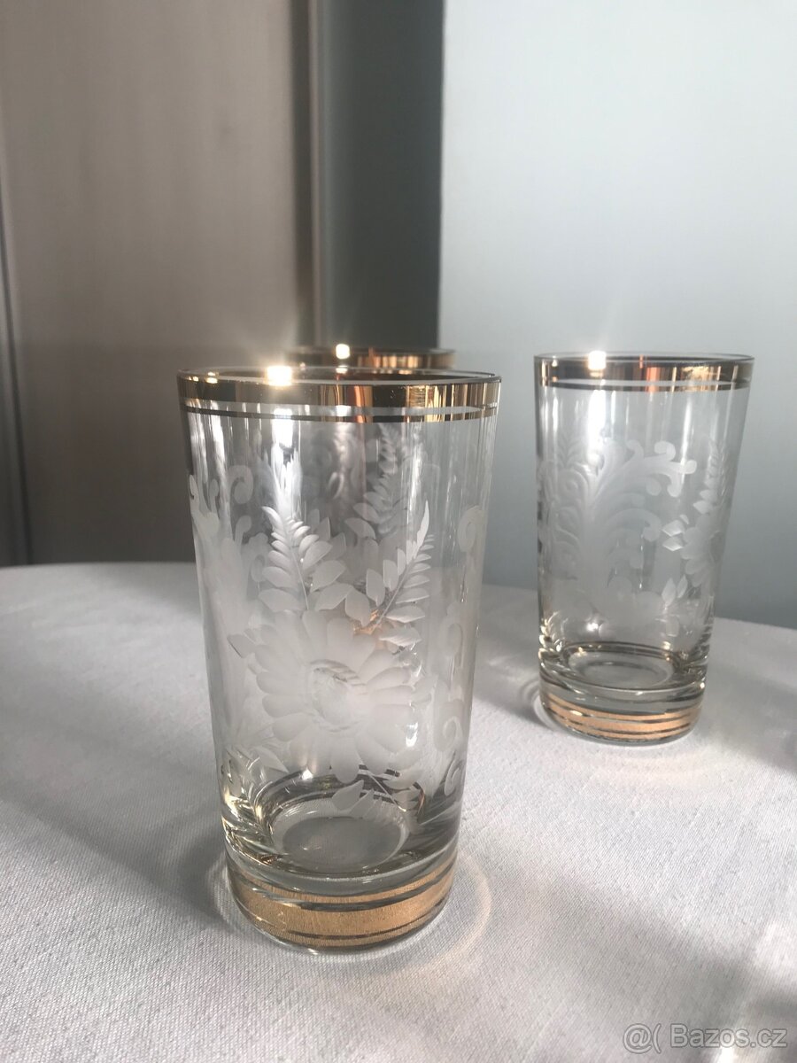 Bohemia Crystal broušené zlacené sklenice - 8