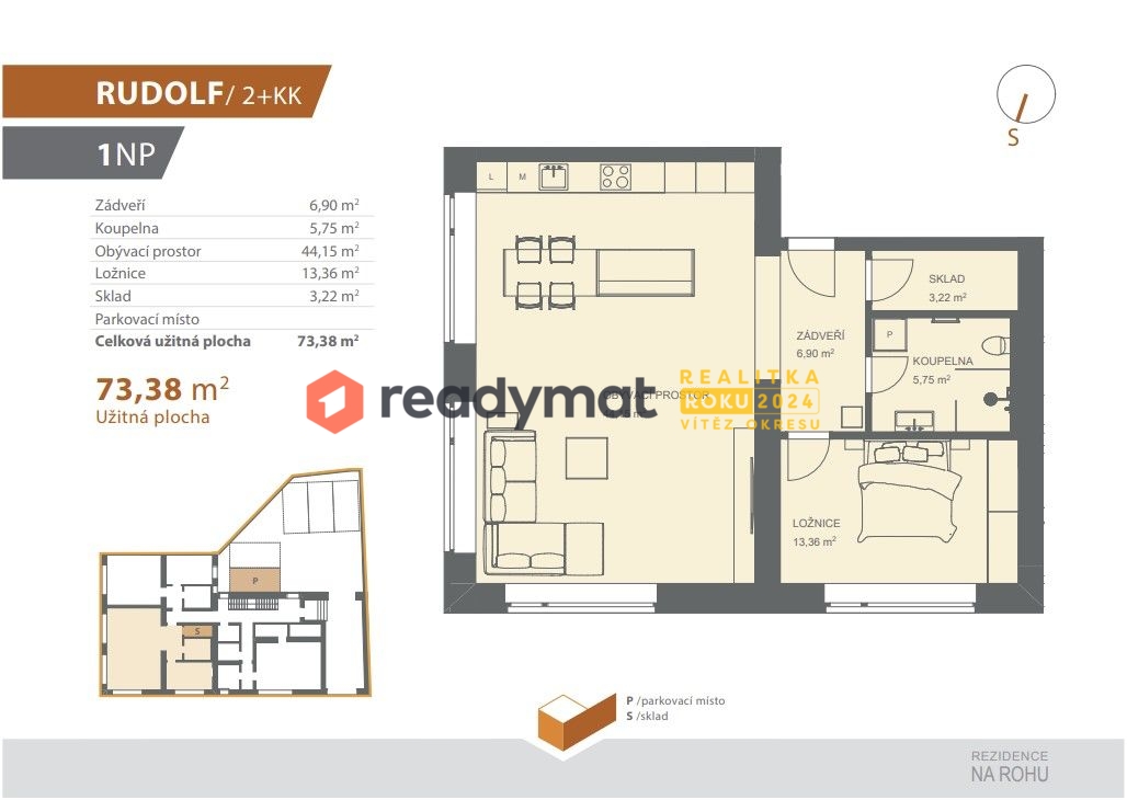 Prodej novostavby bytu Rudolf 2+kk, 77 m2, Hodonín - 8