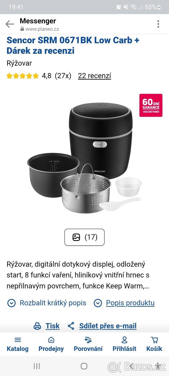 Sencor SRM 0671BK Low Carb rýžovar - 8