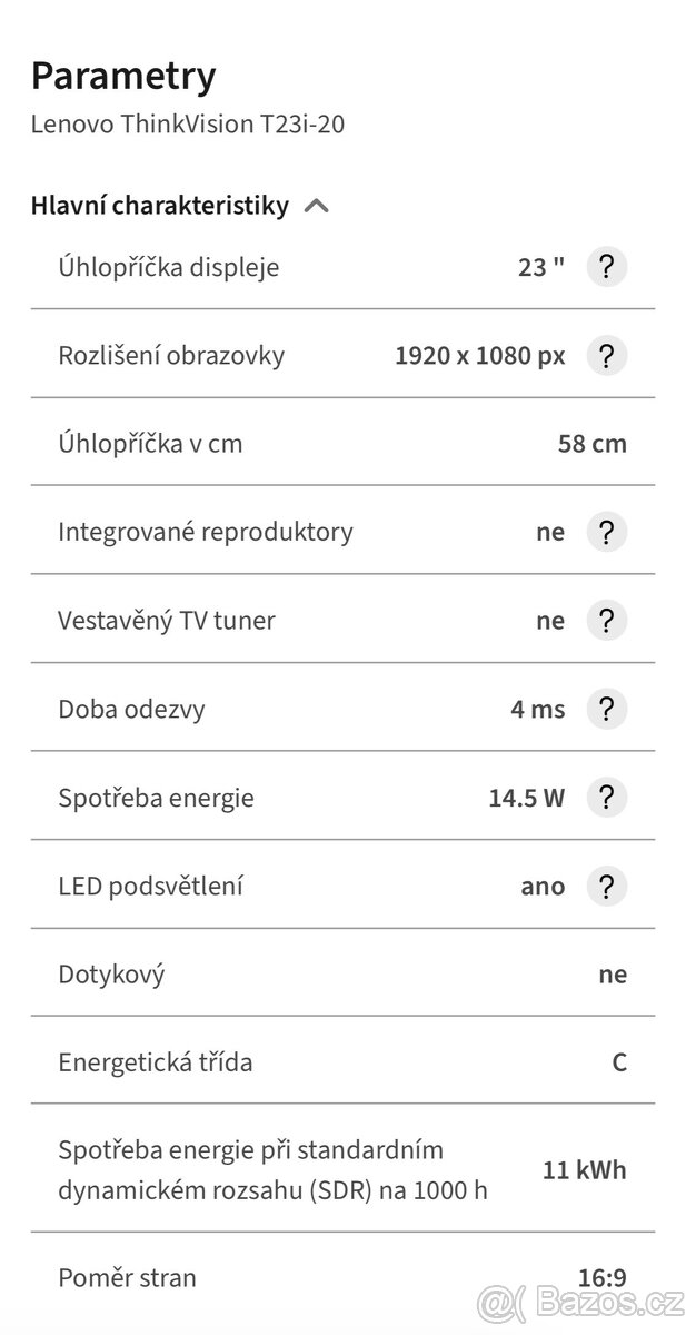 Monitor - Lenovo ThinkVision T23i-20 - 8
