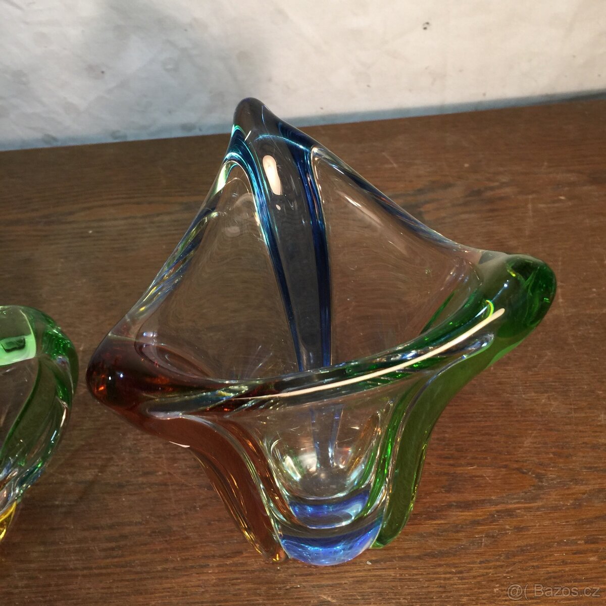 Hutní sklo váza a miska krásné barvy. Rhapsody Zemek - 8