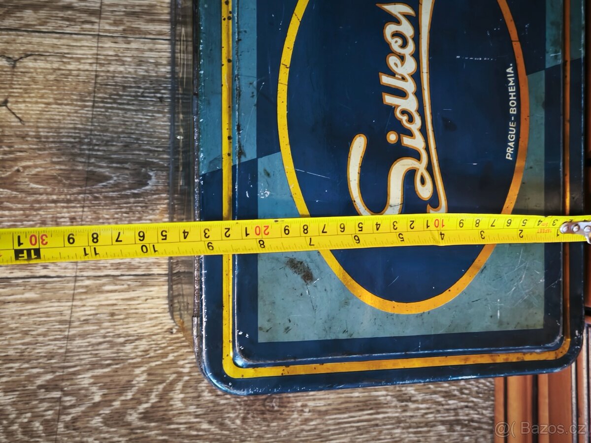 Stará velká, plechová,reklamní krabice. - 8