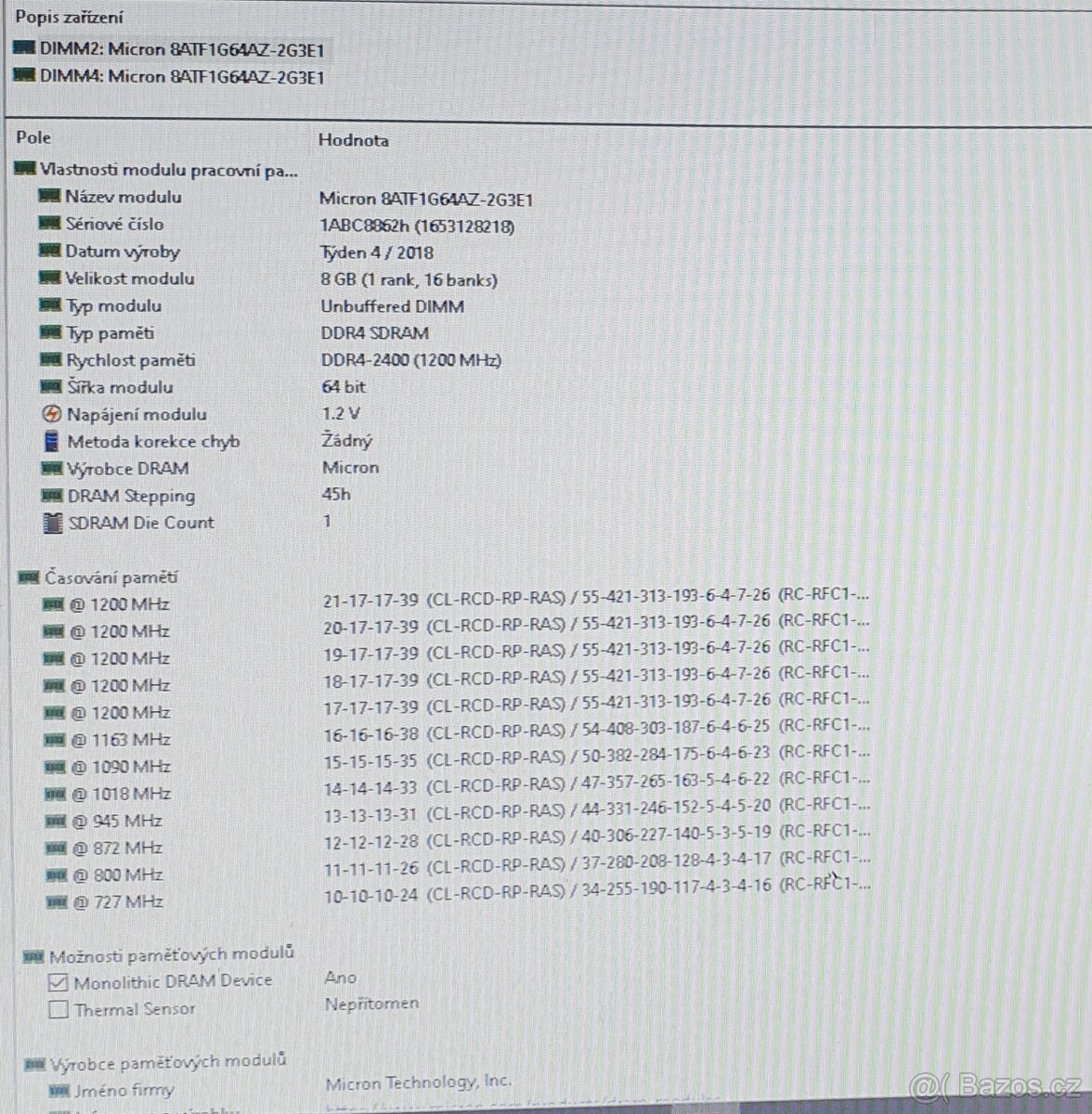 2x 8gb Micron ddr4 2400mhz do PC(MemTest86 ok)(3) - 8
