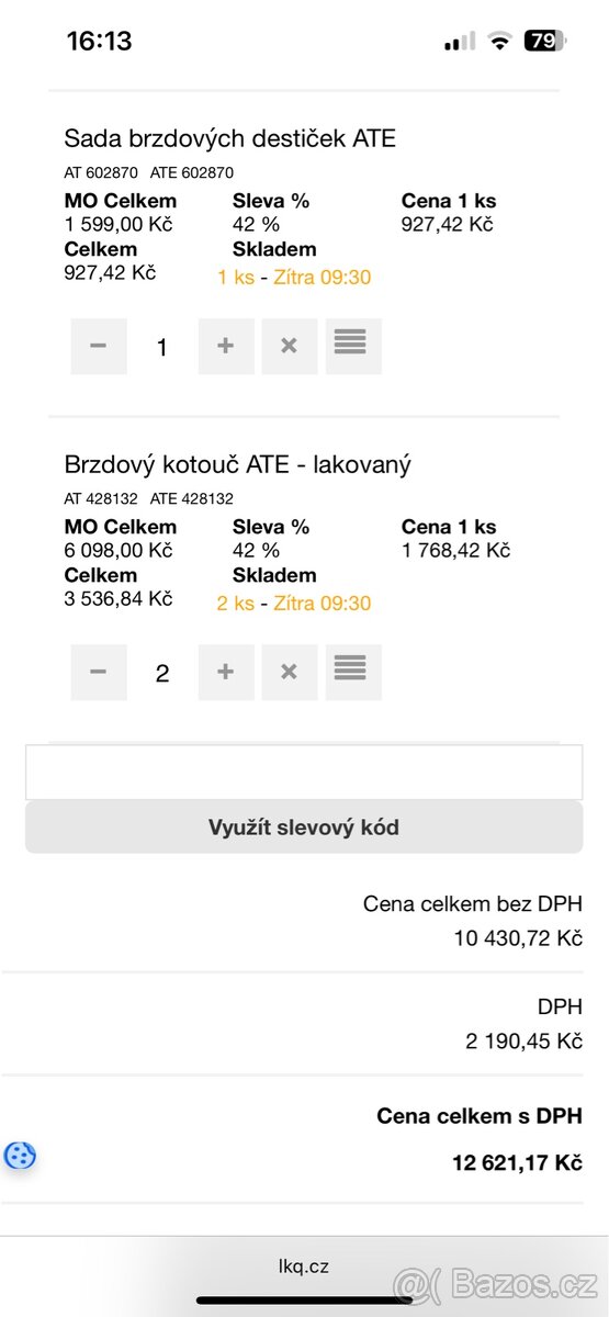 Prodám disky r16 a komplet brzdy ATE na Renault trafic II - 8