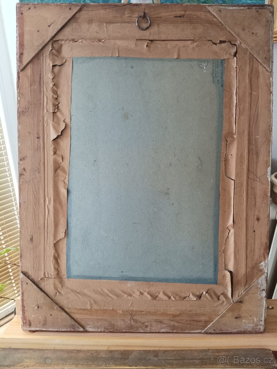 OBRAZ OLEJ NA KARTONU LOVECKÝ MOTIV SIGNATURA NEČITELNÁ - 8