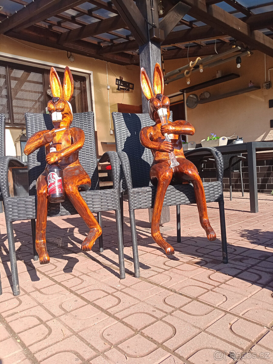 Dřevěné sochy - Velikonoční zajíci - - 8
