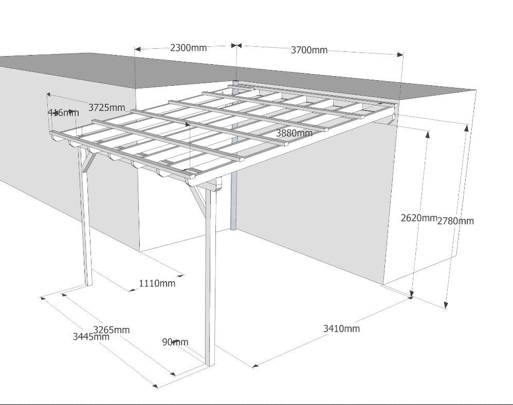 Dřevěná pergola s krytinou 4x3,7 m - 8
