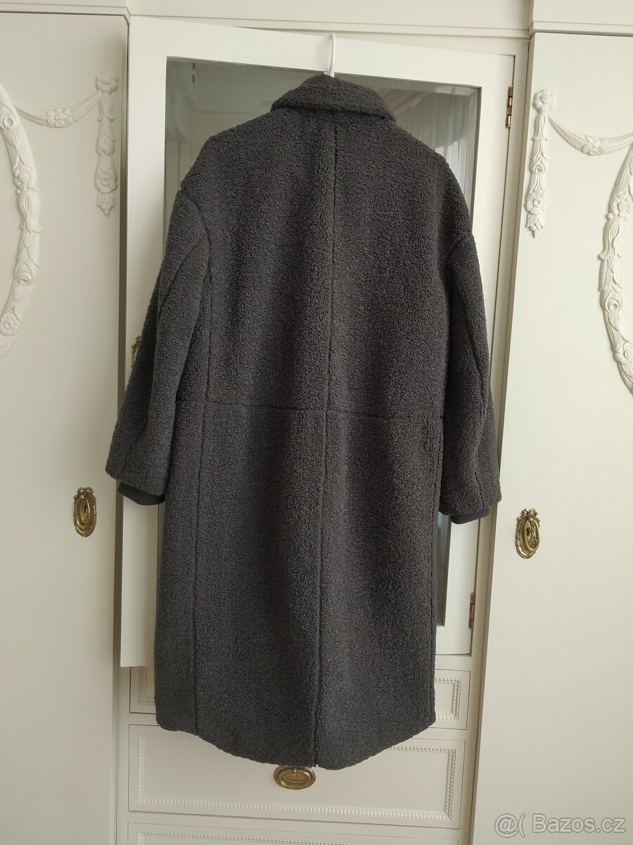Myškový dámský šedý kabát HM oversize XS S M dlouhý - 8