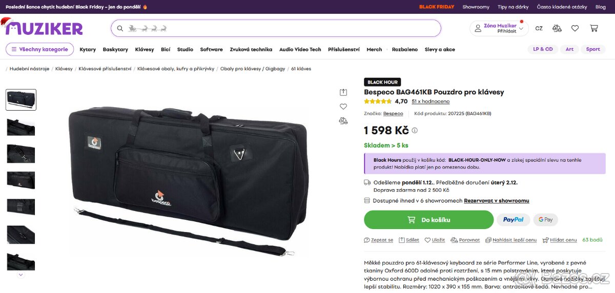 Bespeco BAG461KB Nové pouzdro pro klávesy - 8
