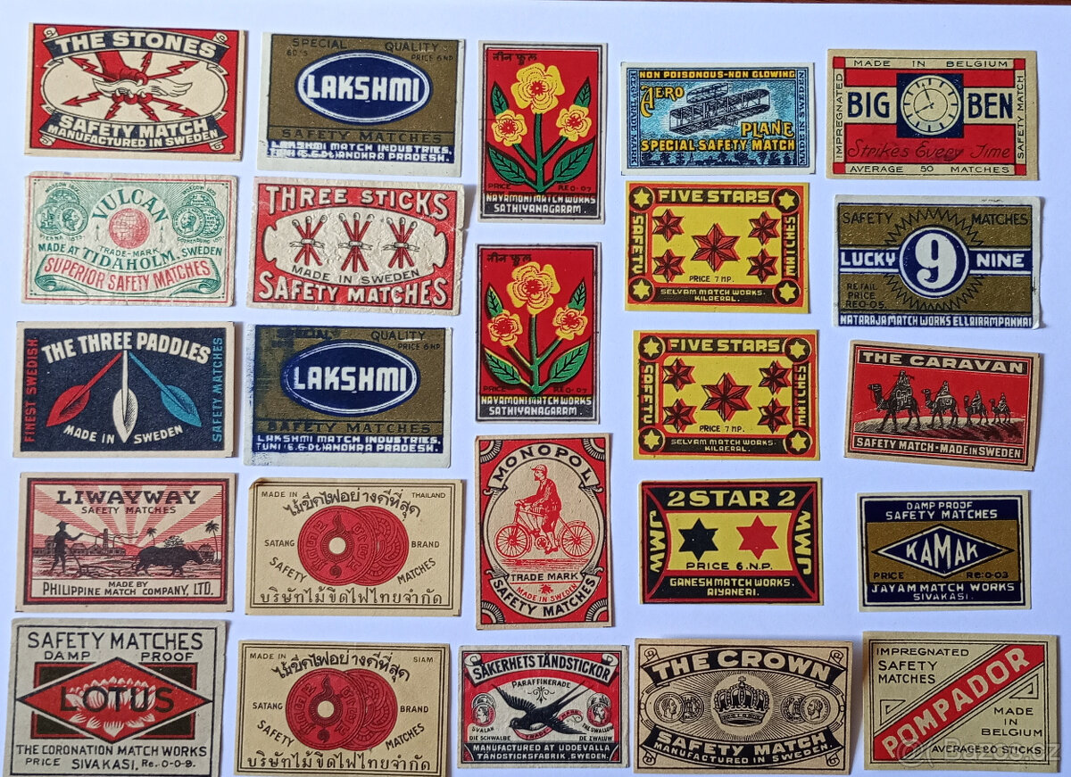 Starší zápalkové nálepky Švédsko – 425 ks, zachovalé - 8