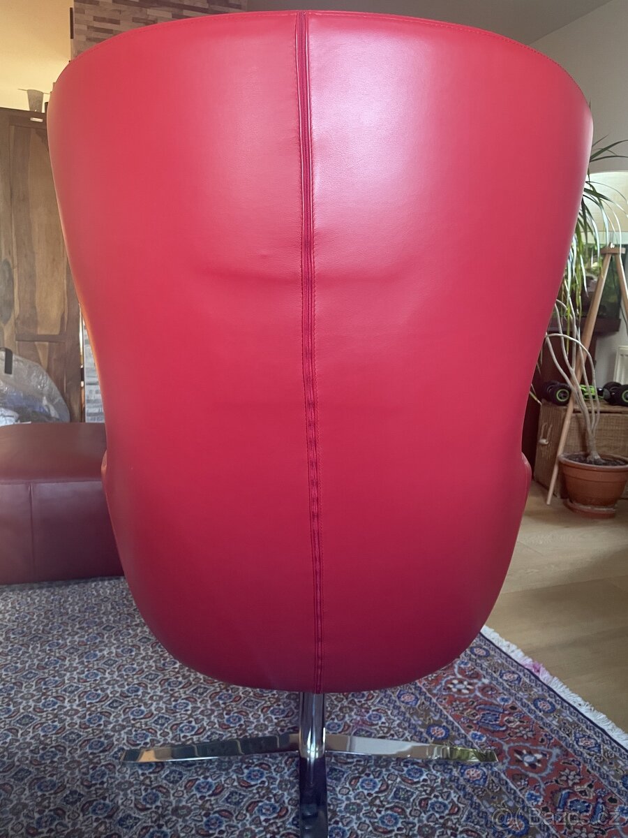 Designové kožené otáčecí křeslo Egg - 8