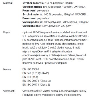 Silničářská pracovní bunda 4v1 - zimní, silně reflexní - 8