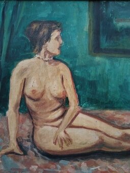 obraz AKT SE ZELENOU VÁZOU, olej, sign. Souček 1935 - 8