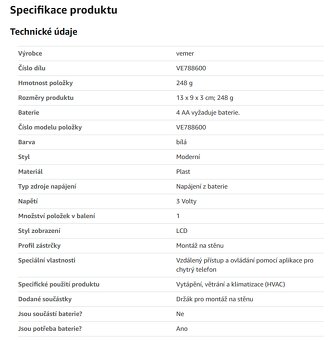 Wi-Fi Digitální programovatelný termostat VEMER TUO - 8