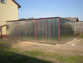 Plechová pozinkovaná garáž 3x5 m, pultová střecha - 8