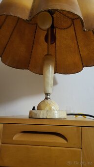 Starožitna stolní lampa mramor stínítko - 8