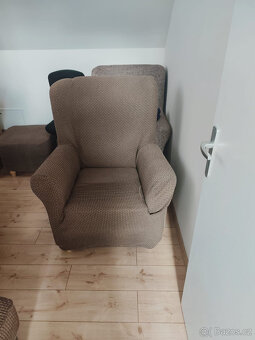 Křeslo ušák s taburetem - vínové (fialové) - 8