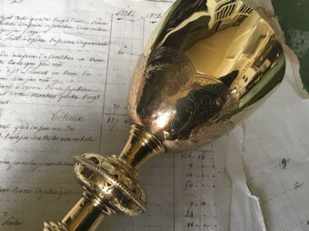 Velké starožitné francouzské kalichy z masivního stříbra, zl - 8