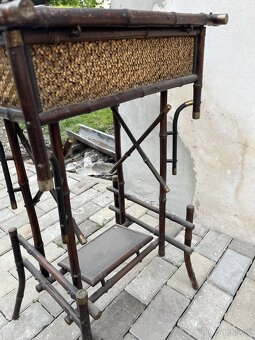Starý stolek,ratanový Bambus - 8