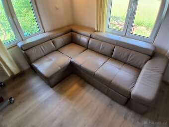 Kožená rohová rozkládací sedací souprava - 8