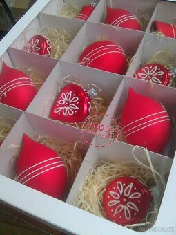 Design sada skleněných vánočních ozdob, 100% ruční práce - 8