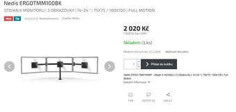 Stojan/držák na 3 monitory-Nedis ERGOTMM100BK - 8