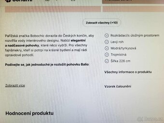 Tyrkysová rozkládací pohovka Bobochic Paris, levý roh - 8