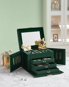 Nová uzamykatelná 4-patrová šperkovnice/kufřík na šperky - 8