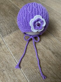Ručně pletená dětská čepice 3-6 měs. různé barvy - 8