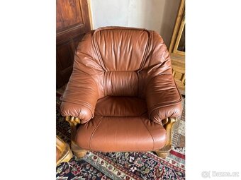 Dubová rustikální kožená souprava 3+1+1, 3791 - 8