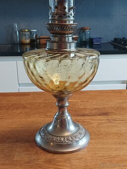 ART DECO STAROŽITNÁ PETROLEJOVÁ LAMPA UNIS PARIS KOLEM 1920 - 8