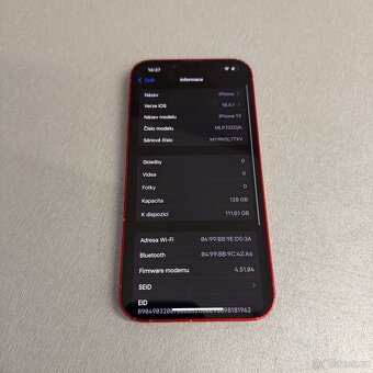 iPhone 13 128GB červený, 100% baterie, 12 měsíců záruka - 8