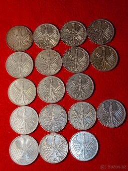 Stříbrné marky 38 ks - 2 marky, 5 marky dva druhy - 8