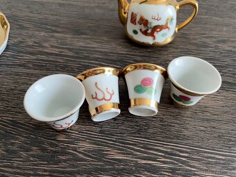 Značený čajový servis, porcelánový čínský drak - 8