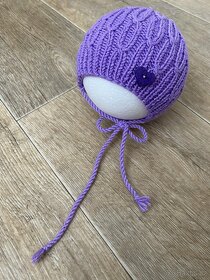 Ručně pletená dětská čepice 0-3 měs. různé barvy - 8