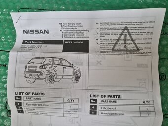 chromová lišta madla dveří kufru Nissan Qashqai (J10E) KE791 - 8