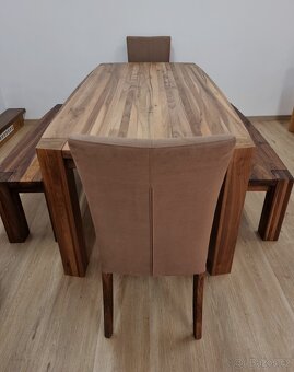 Nový jídelní set americký ořech masiv 100x200 cm - 8