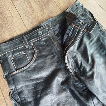 Kožené kalhoty ŠNĚROVÁKY PATINA vel. XL/34 - 8