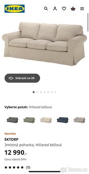 Prodám sedací soupravu EKTORP 3místná pohovka - 8