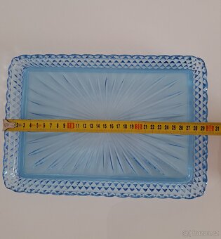 Starý skleněný, modrý podnos - 8
