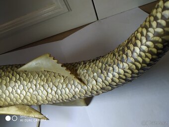 Stará starožitná stolní noční lampička lampa ryba rohovina - 8
